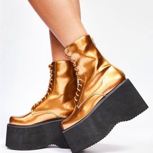 Gold Melissa Platform Boots Lemon Drop by Privleged Size 6 Brand New